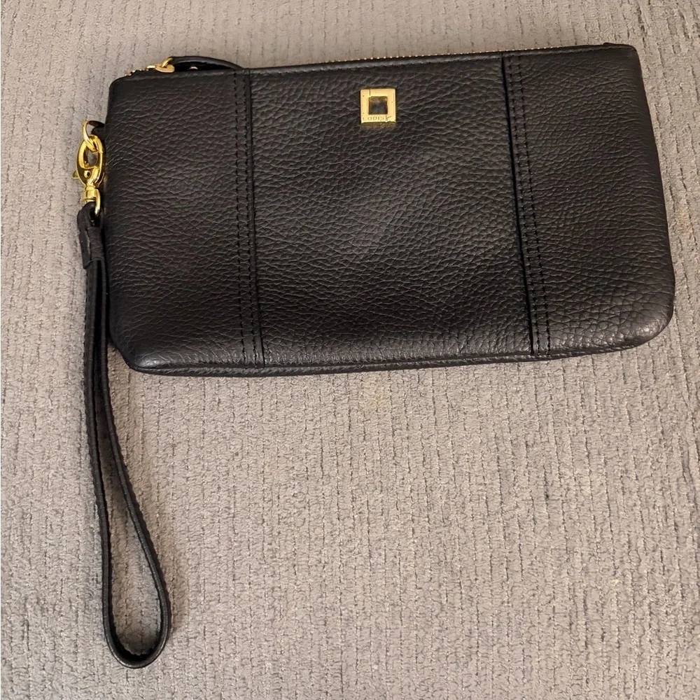 Lodis Black and Gold Leather Wristlet - Picture 1 of 3